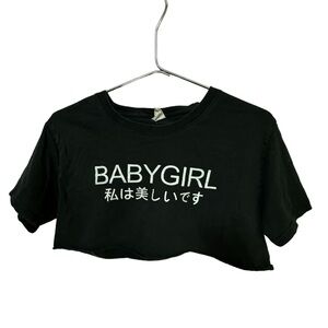 Baby Girl Black Crop Top Oversized Women’s XL T-Shirt Japanese Band
